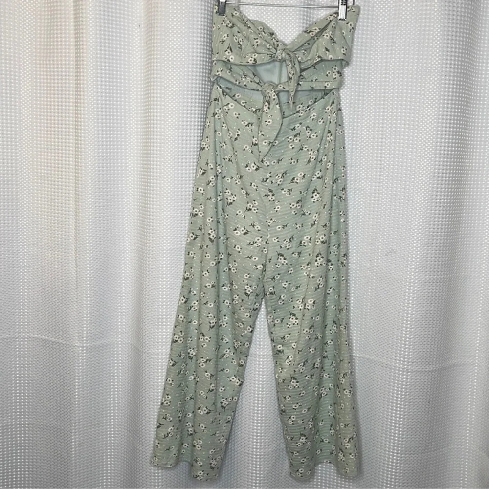 Majorelle Tessa Green Daisies Strapless Jumpsuit Cut Outs Smocking Revolve Sz S - Picture 3 of 9